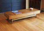 Newly-restored American of Martinsville walnut coffee table/TV unit
