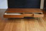 Newly-restored American of Martinsville walnut coffee table/TV unit