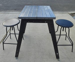 Industrial Metal CRAFTSMAN Bistro Kitchen Pub Table and 2 Chairs Set