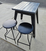 Industrial Metal CRAFTSMAN Bistro Kitchen Pub Table and 2 Chairs Set