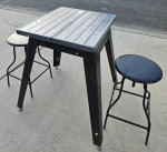 Industrial Metal CRAFTSMAN Bistro Kitchen Pub Table and 2 Chairs Set
