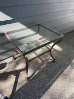 Glass and metal side table