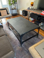 Slate and metal industrial coffee table