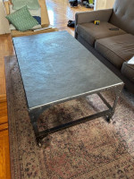 Slate and metal industrial coffee table