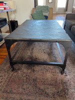 Slate and metal industrial coffee table