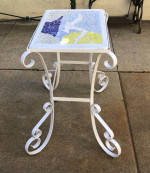 White Metal Bottom with Cement Tile Top Accent Table