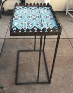 Metal Table with Pattern on Top - 20x14x26