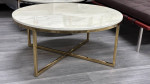 New 36" White Marble Coffee Table With Gold Stainless Base