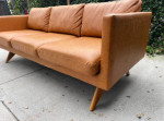 Allmodern Vintange Vegan Leather Sofa Couch Cognac