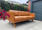 Allmodern Vintange Vegan Leather Sofa Couch Cognac