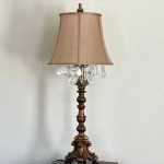 Barnes and Ivy Duval 33" Crystal and Aged Gold Candlestick Table Lamp