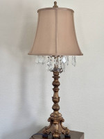 Barnes and Ivy Duval 33" Crystal and Aged Gold Candlestick Table Lamp