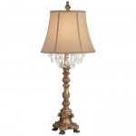 Barnes and Ivy Duval 33" Crystal and Aged Gold Candlestick Table Lamp
