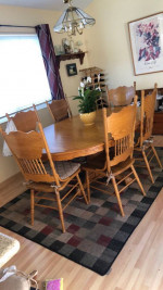 Wood folding table with 6 chairs $500  obo