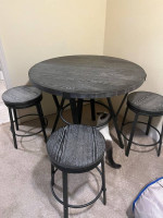 Tall Round Table and 4 Stools (chairs) Kitchen, Patio, Gray