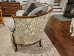Curved Wood Trim Sofa