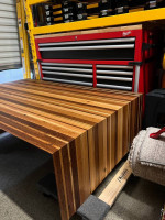 Modern Solid Cedar Wood Coffee Table Waterfall Edges