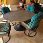 55 inch round tin top patio dining table