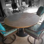 55 inch round tin top patio dining table