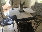 Kitchen Table and Chairs (Wood/Wrought Iron)