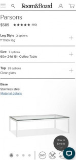 Glass coffee table
