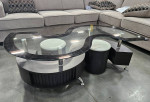 Serpentine glass coffee table
