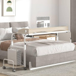 Overbed Table with Wheels, Height & Length Adj, Computer Shelf, NEW