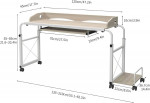 Overbed Table with Wheels, Height & Length Adj, Computer Shelf, NEW
