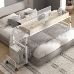 Overbed Table with Wheels, Height & Length Adj, Computer Shelf, NEW