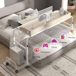 Overbed Table with Wheels, Height & Length Adj, Computer Shelf, NEW