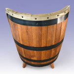 Mid Century Modern Whiskey Barrel Set. Chair, Ottoman, Table & Lamp
