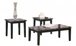 !@#NEW_BLACK FAUX MARBLE TOP 3PCS COFFEE TABLE SET INCL. 2 END TABLE