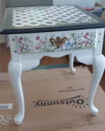 Black & White Checkered/Stripes End Table