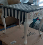 Black & White Checkered/Stripes End Table