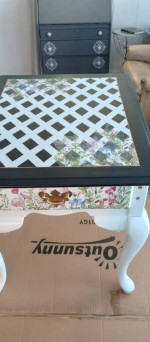 Black & White Checkered/Stripes End Table