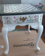Black & White Checkered/Stripes End Table