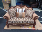 NEW Elegant Brown and Floral Provincial/Victorian Loveseat Sofa