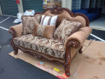 NEW Elegant Brown and Floral Provincial/Victorian Loveseat Sofa