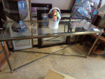 Glass and Brushed Bronze Sofa|Entry Table