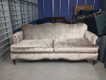 NEW Silver Gray Velvet Camelback Sofa