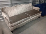 NEW Silver Gray Velvet Camelback Sofa