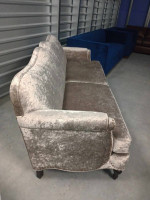 NEW Silver Gray Velvet Camelback Sofa