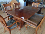 Wood Table and Six Chairs Plus One Leaves