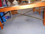 Square Coffee Table in Wood, Glass, Metal and Faux Leather