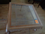 Light Wood and Glass Square Coffee Table and Side Table
