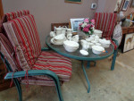Metal and Glass Patio Table and Four Chairs