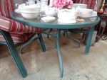 Metal and Glass Patio Table and Four Chairs
