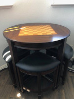 Wooden Chess Table and Chairs