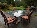 Elegant Formal Beveled Glass Top Dining Table & Chairs
