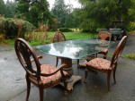 Elegant Formal Beveled Glass Top Dining Table & Chairs